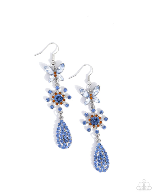 Butterfly Blend - Blue Gems & Rhinestones/Butterflies/Flowers Paparazzi Earrings
