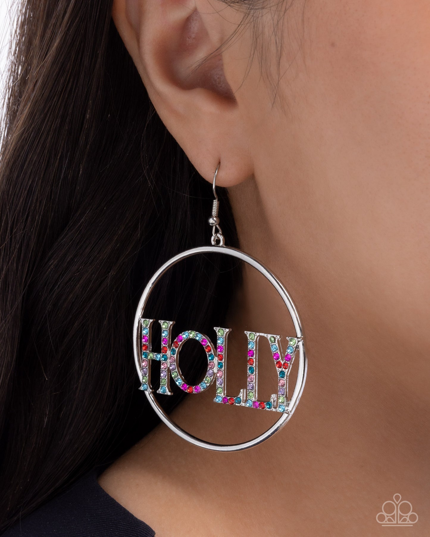 Holly Jolly - Multicolored Rhinestone "Holly" & "Jolly" Paparazzi Earrings