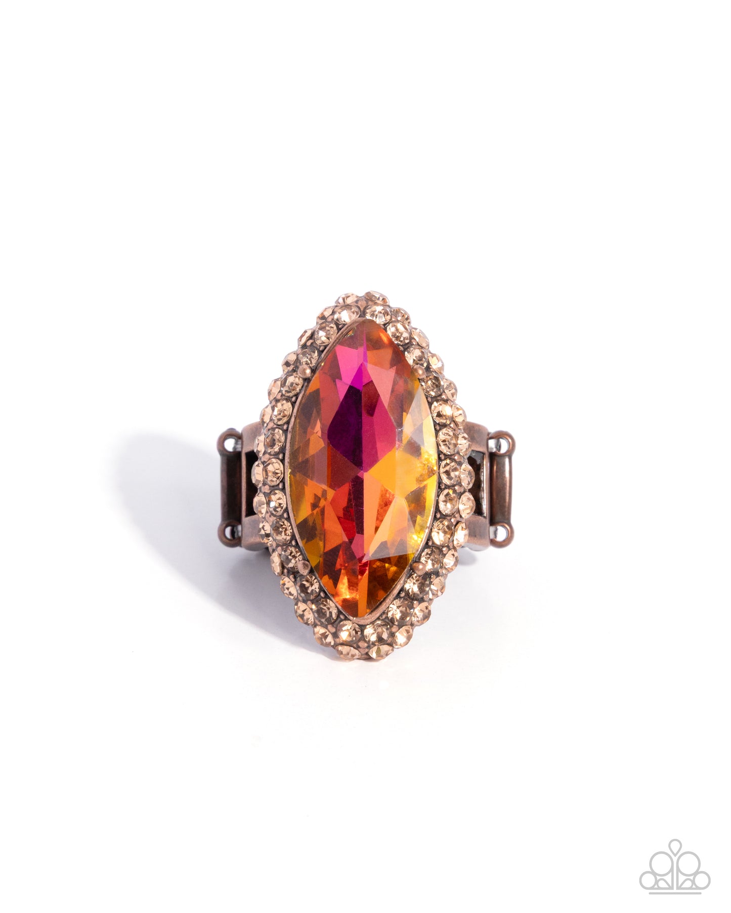 Marquise Medley - Copper Band/Orange UV Gem/Peach Rhinestones Paparazzi Ring