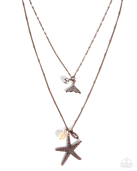 Coral Class - Copper Mermaid Tail/Copper Starfish Pendant Paparazzi Necklace & matching earrings