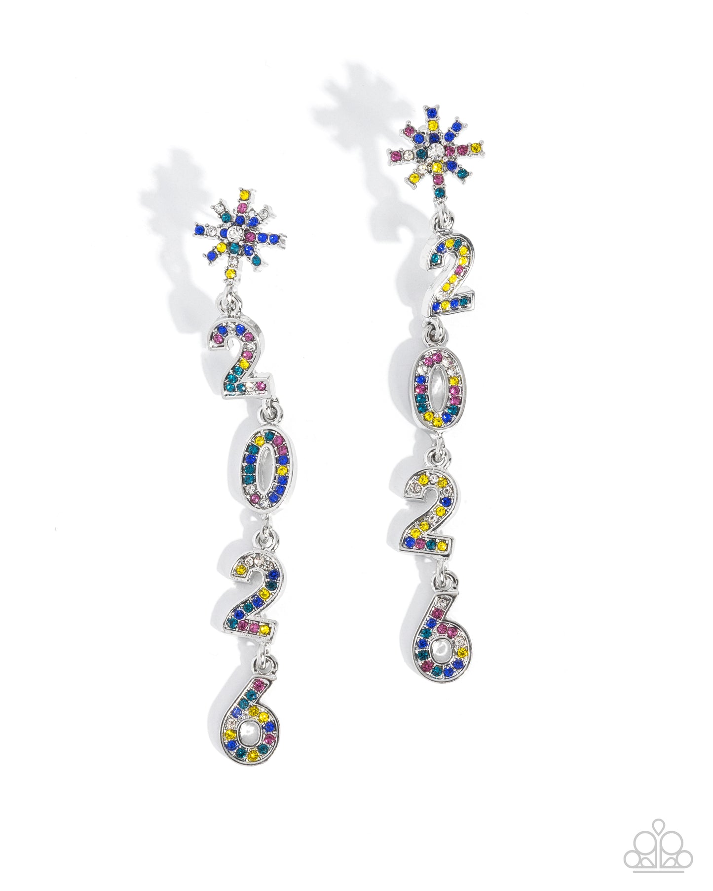 Ring In The Shimmer - Multicolored Rhinestone Embellished "2026" Paparazzi Earrings