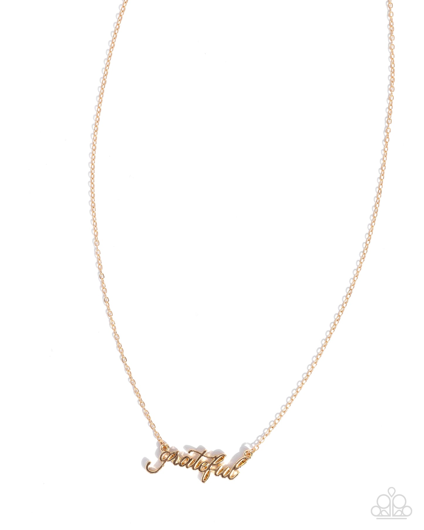 Grateful for You - Gold Cursive "Grateful" Pendant Paparazzi Necklace & matching earrings