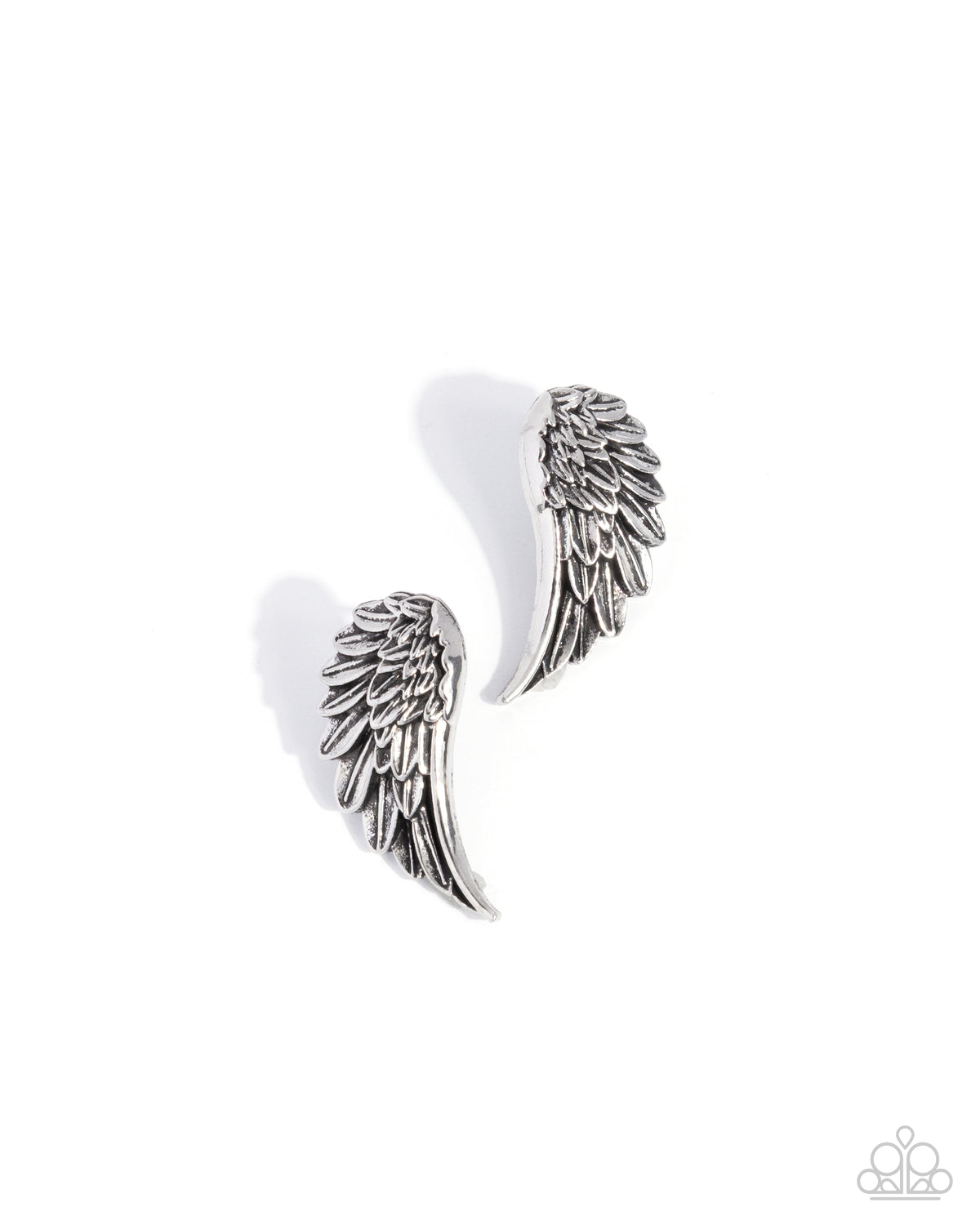 Articulate Angel - Silver Textured Angel Wing Paparazzi Post Earrings