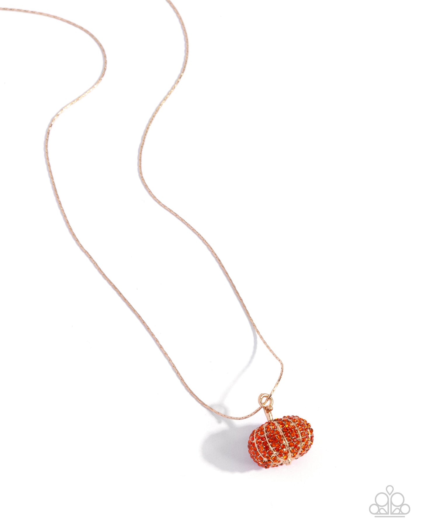 Pumpkin Panache - Orange Rhinestone Embellished Pumpkin Pendant Paparazzi Necklace & matching earrings