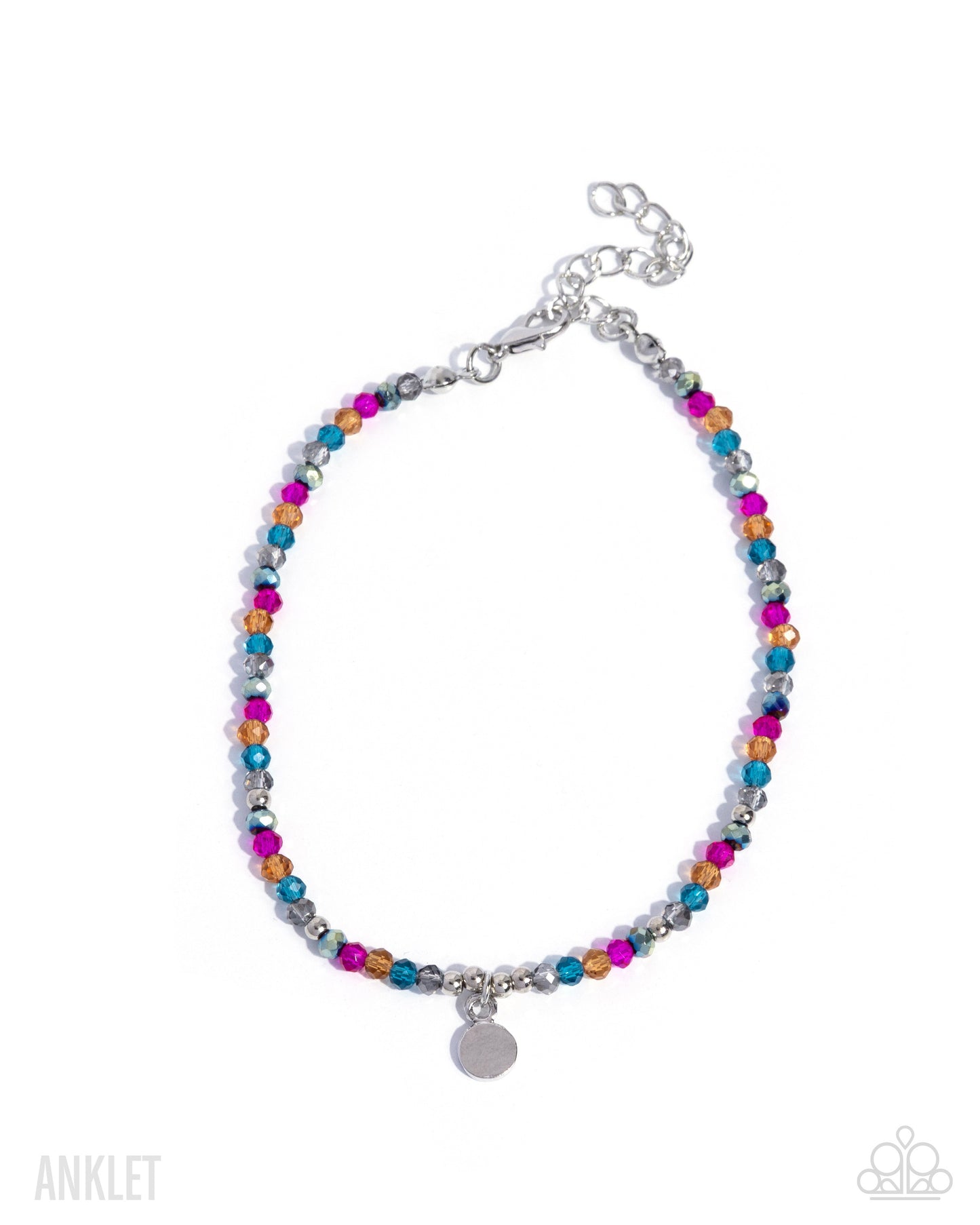 Colorfully Candid - Multicolored Beads/Silver Disc Paparazzi Anklet