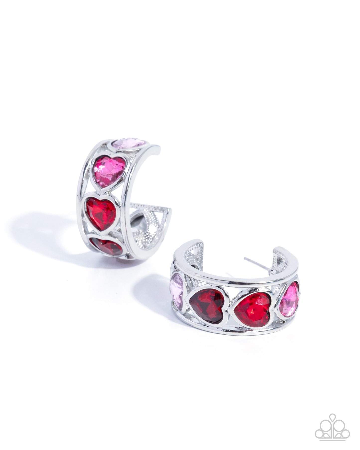 Heartfelt Homage - Multicolred Gem Hearts Paparazzi Hoop Earrings