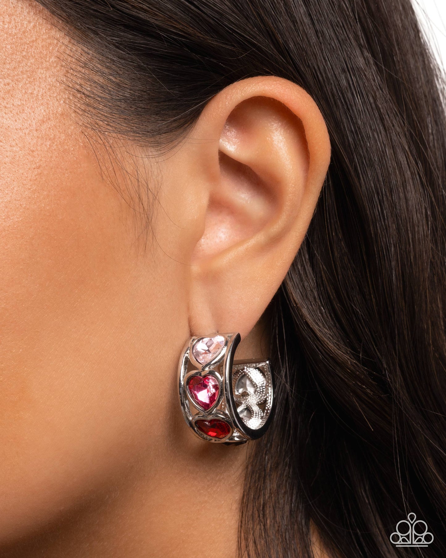 Heartfelt Homage - Multicolred Gem Hearts Paparazzi Hoop Earrings