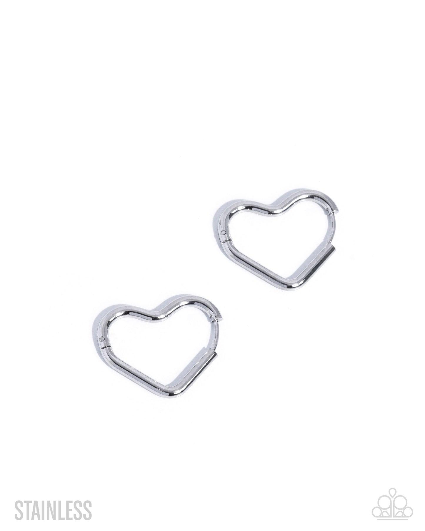 Smitten Sass - Silver Stainless Steel Heart Hoops Paparazzi Earrings