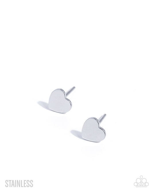 Affectionate Advocate - Silver Stainless Steel Heart Paparazzi Post Earrings