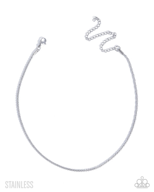 Authoritative Academy - Silver Stainless Steel Paparazzi Choker Necklace & matching earrings