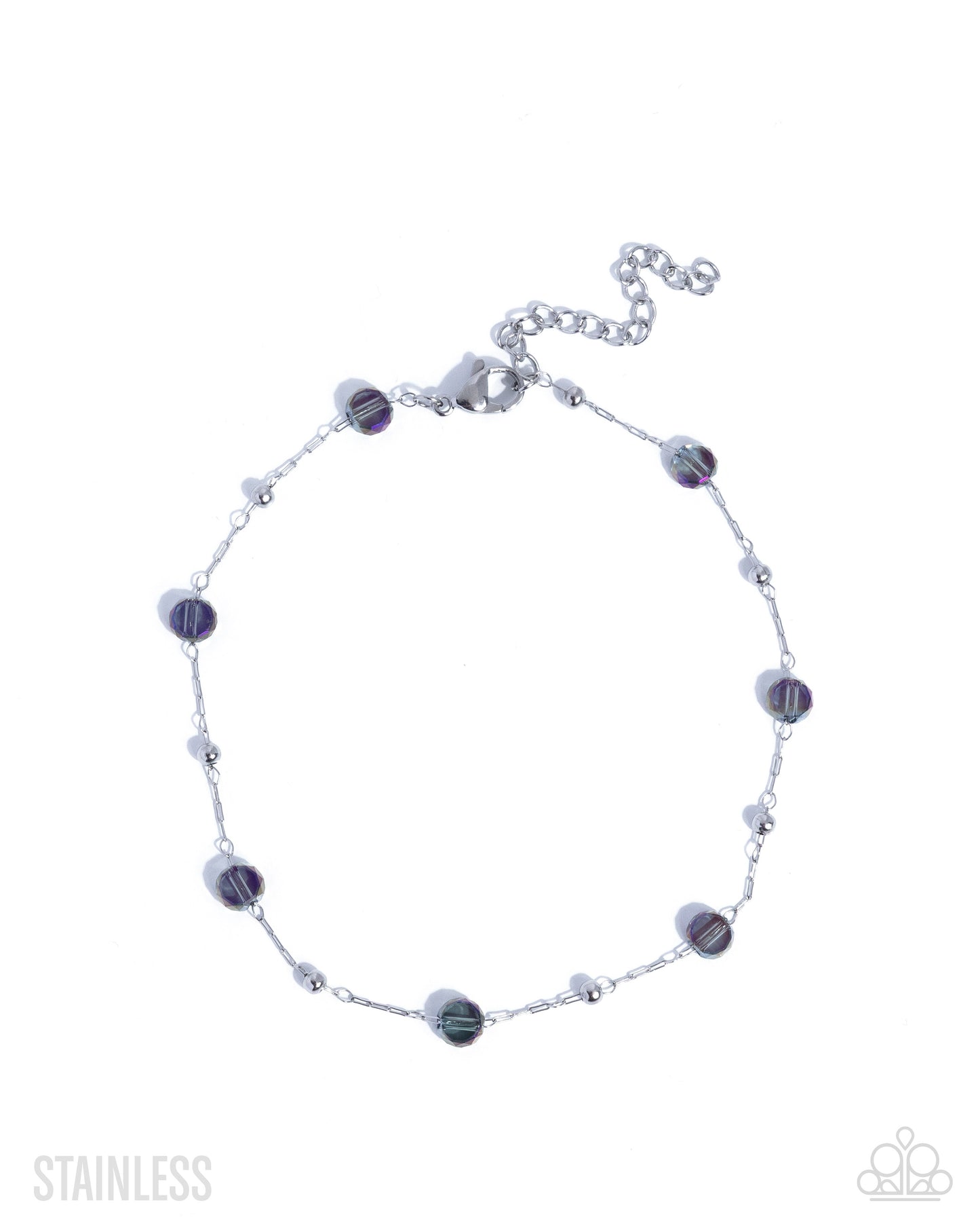 Defaced Dedication - Multicolored Beads/Stainless Steel Chain Paparazzi Anklet