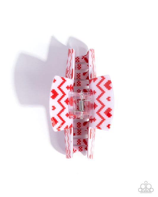 Sweater Style - Red & White Christmas-Inspired Paparazzi Hair Claw Clip