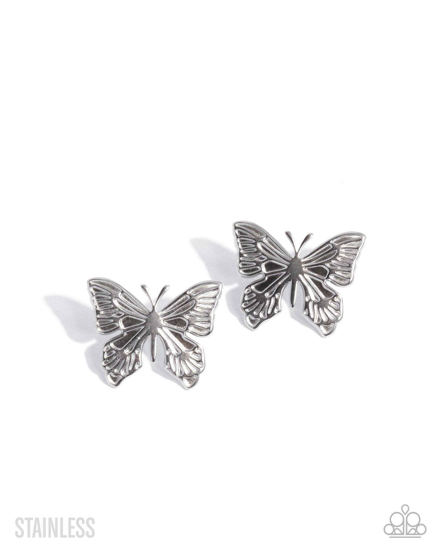 Soaring Sensation - Silver Stainless Steel Butterfly Paparazzi Post Earrings