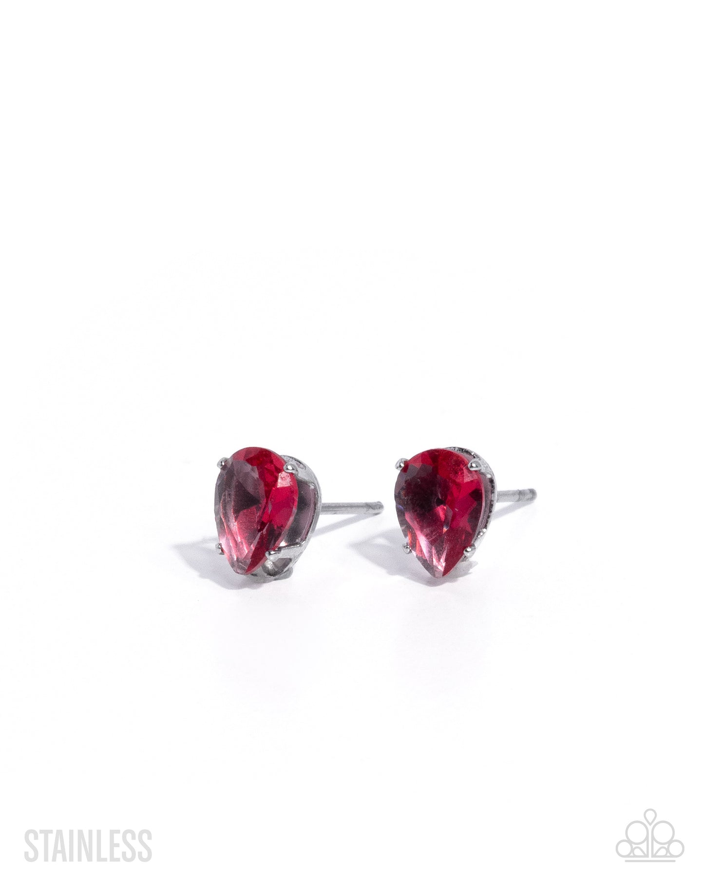 Teardrop Transit - Pink Cubic Zirconia & Stainless Steel Paparazzi Post Earrings