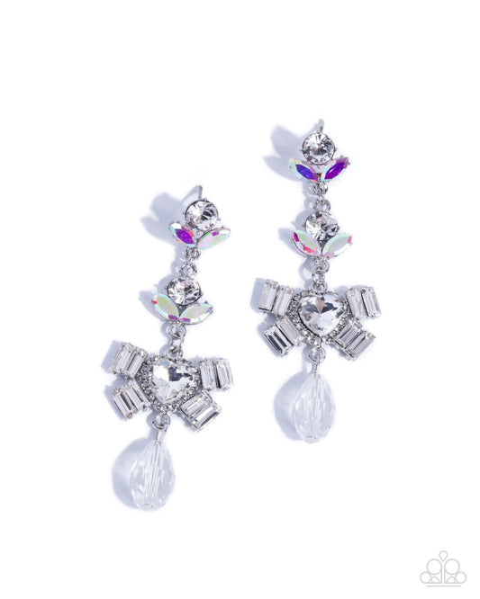 Millennial Malibu - White Gems/White Gem Heart/White Gem Bow Paparazzi Earrings