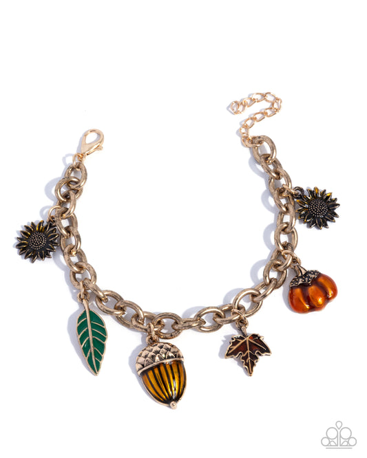 Autumnal Advance - Multicolored Thanksgiving-Inspired Charms Paparazzi Charm Bracelet