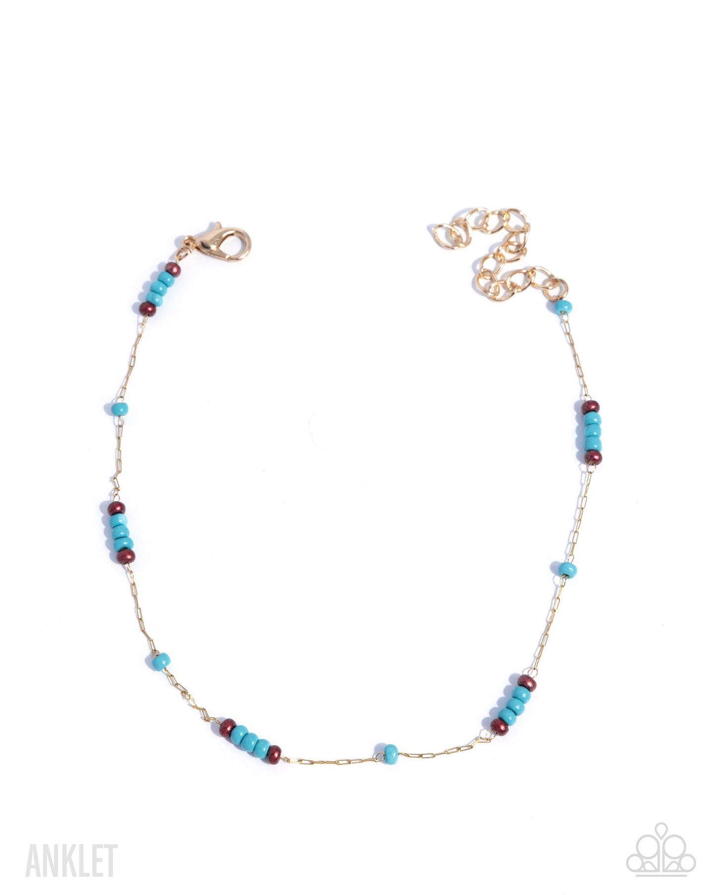 Delightfully Delicate - Gold Dainty Chain/Turquoise & Copper Seed Beads Paparazzi Anklet
