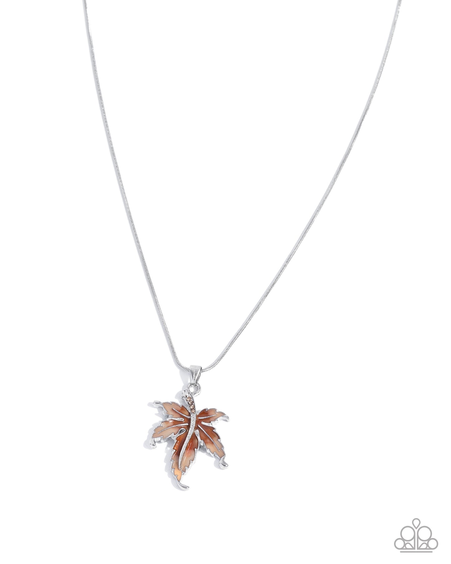 Leafy Lullaby - Brown Painted Curled Maple Leaf Pendant Paparazzi Necklace & matching earrings