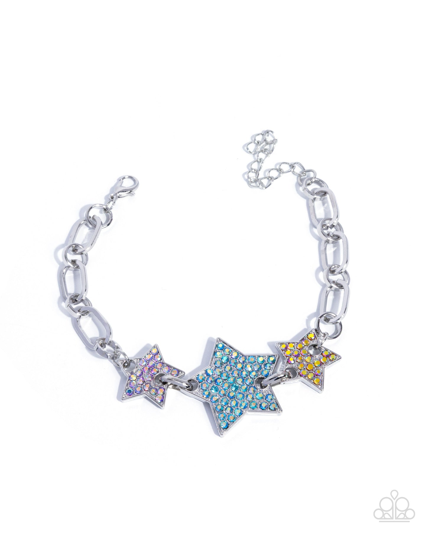 Stellar Song - Multicolored Iridescent Rhinestone Embellished Stars Paparazzi Bracelet