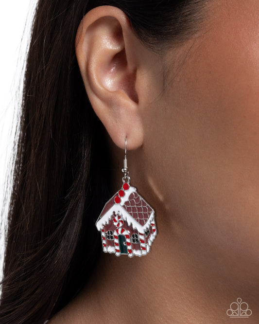 Gingerbread Competition - Multicolored Gingerbread House Paparazzi Earrings