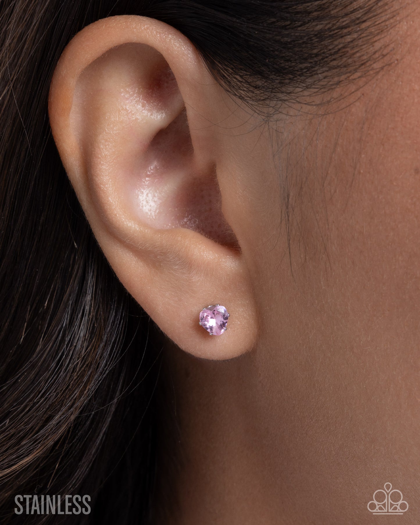 Simple Sweetheart - Pink Cubic Zirconia Heart/Stainless Steel Fitting Paparazzi Post Earrings