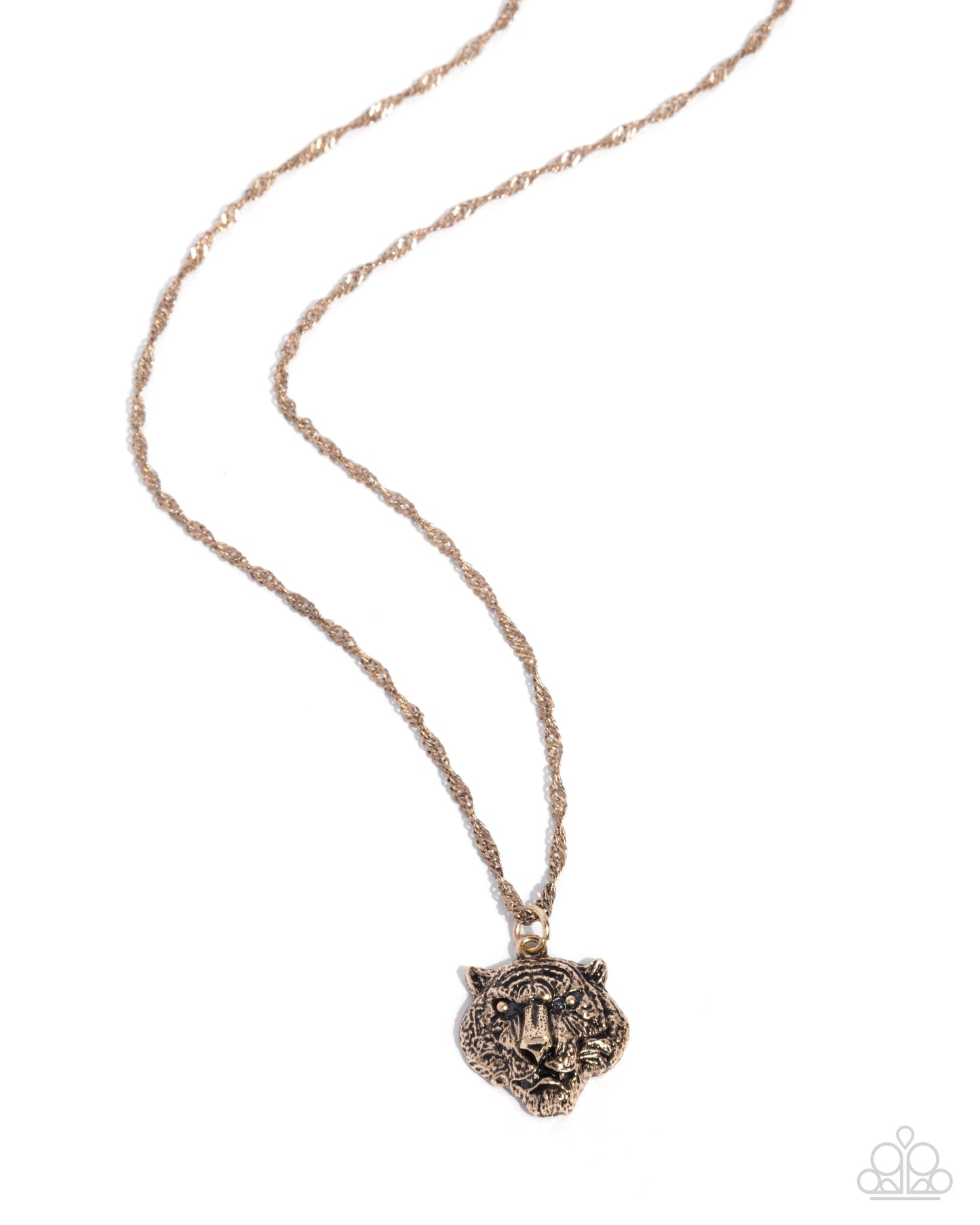 Tiger Timeline - Gold Antiqued Tiger's Head Pendant Paparazzi Necklace