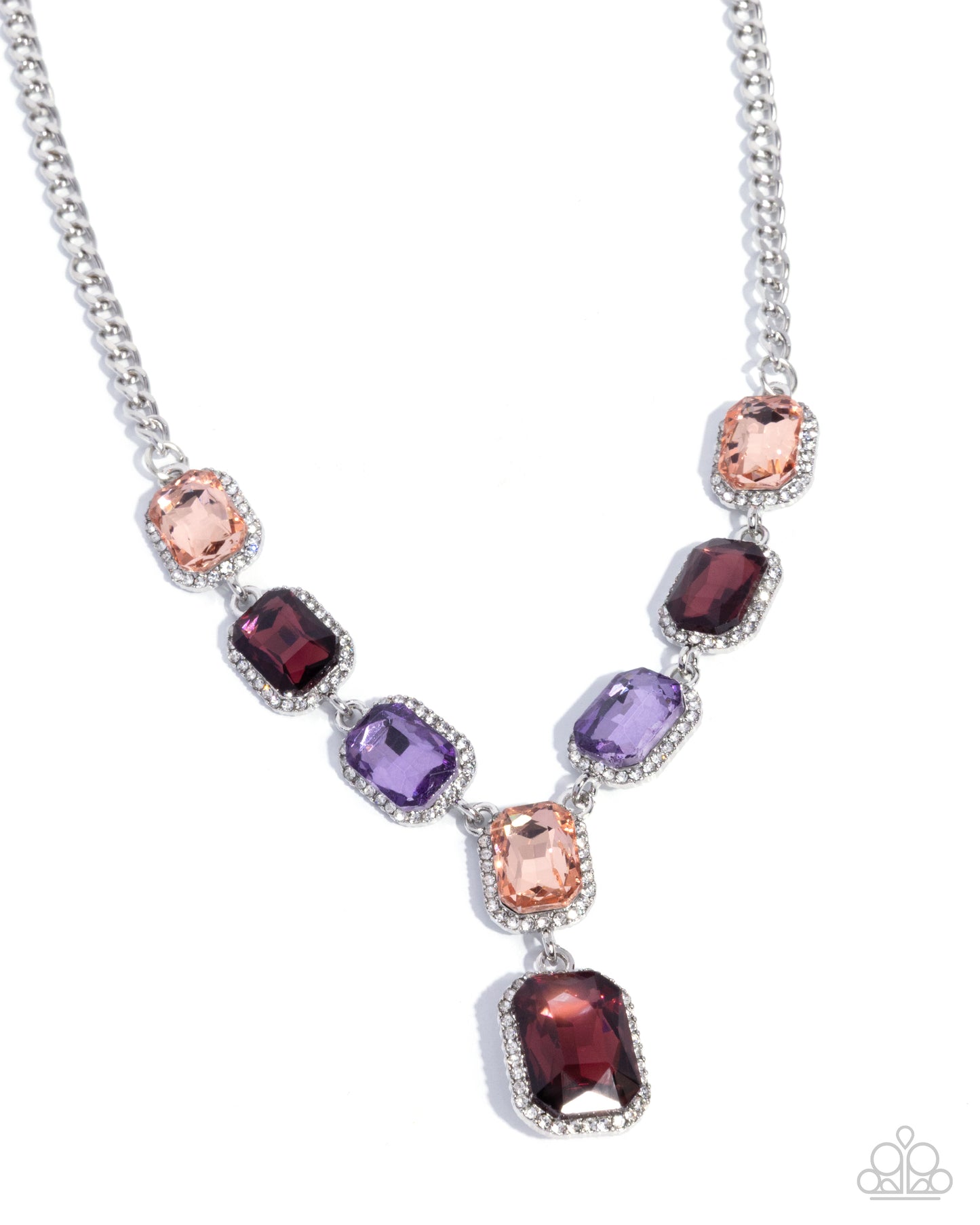 Chic Collision - Purple/Pink Gems, White Rhinestones Paparazzi Necklace & matching earrings