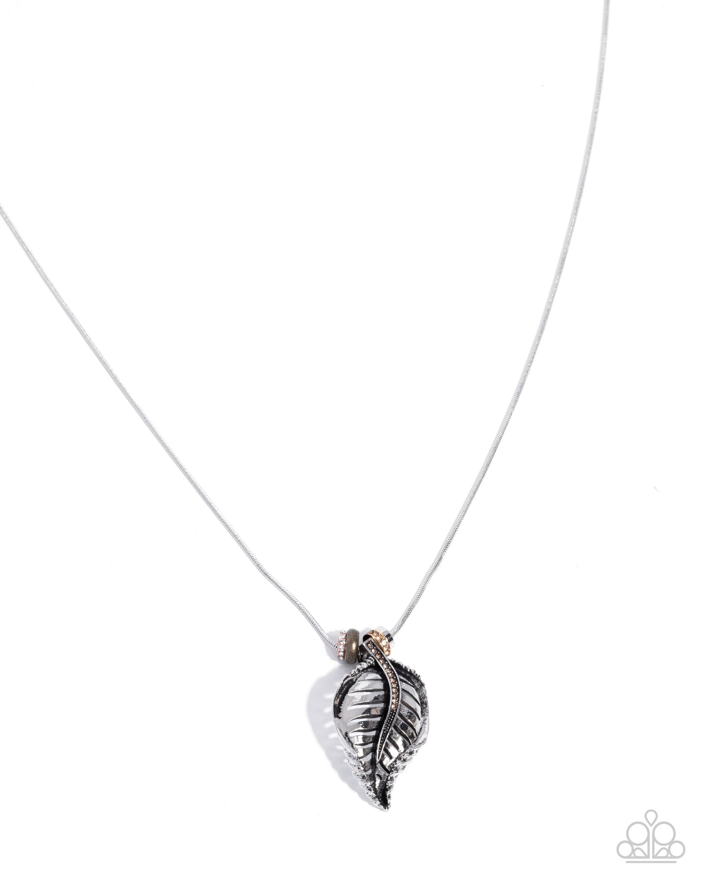 Leafy Limit - Multicolored Metal Disc Beads/Silver Leaf Pendant Paparazzi Necklace & matching earrings