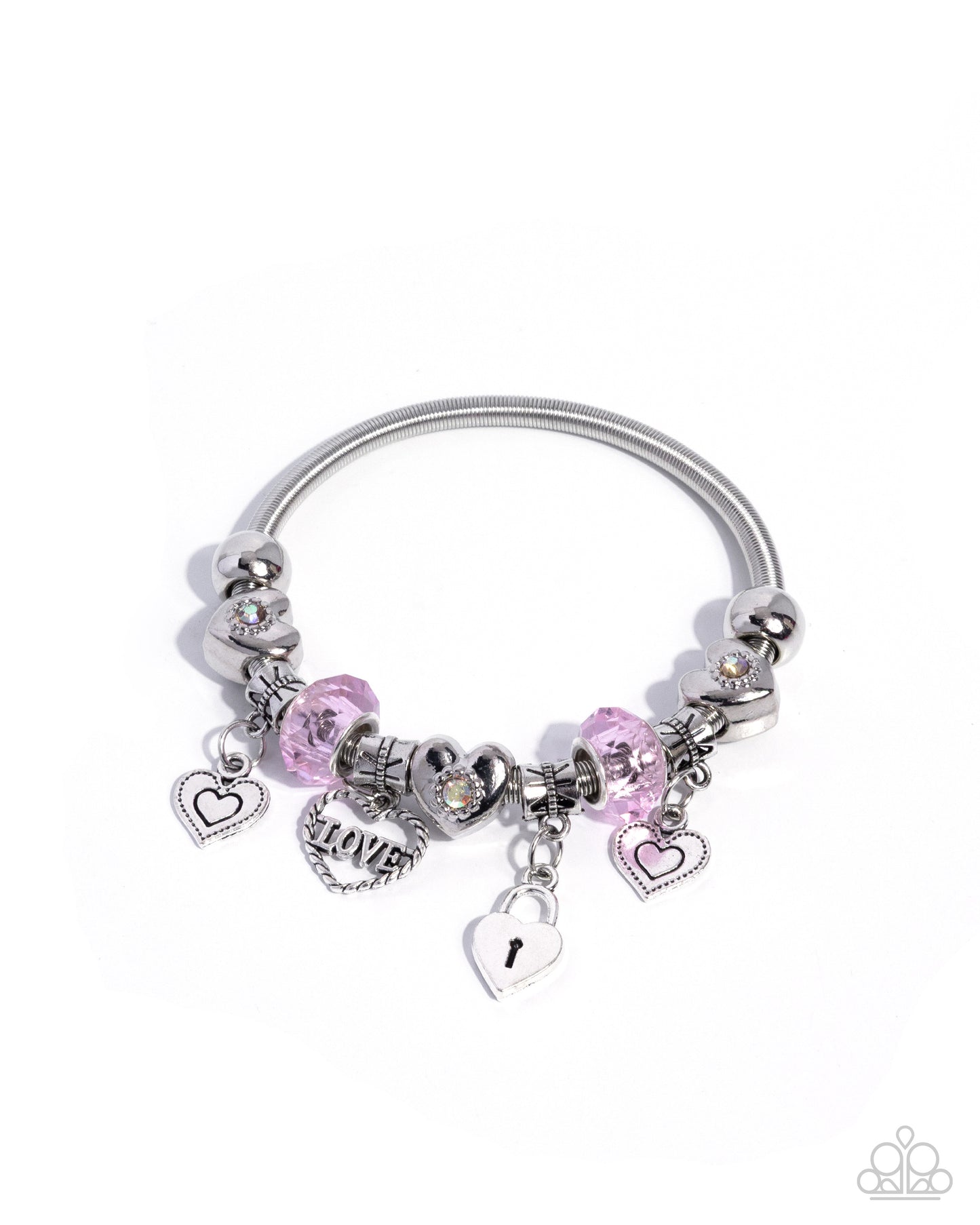 Cascading Cupid - Pink Beads/Romantic-Inspired Charms Paparazzi Stretch Bracelet