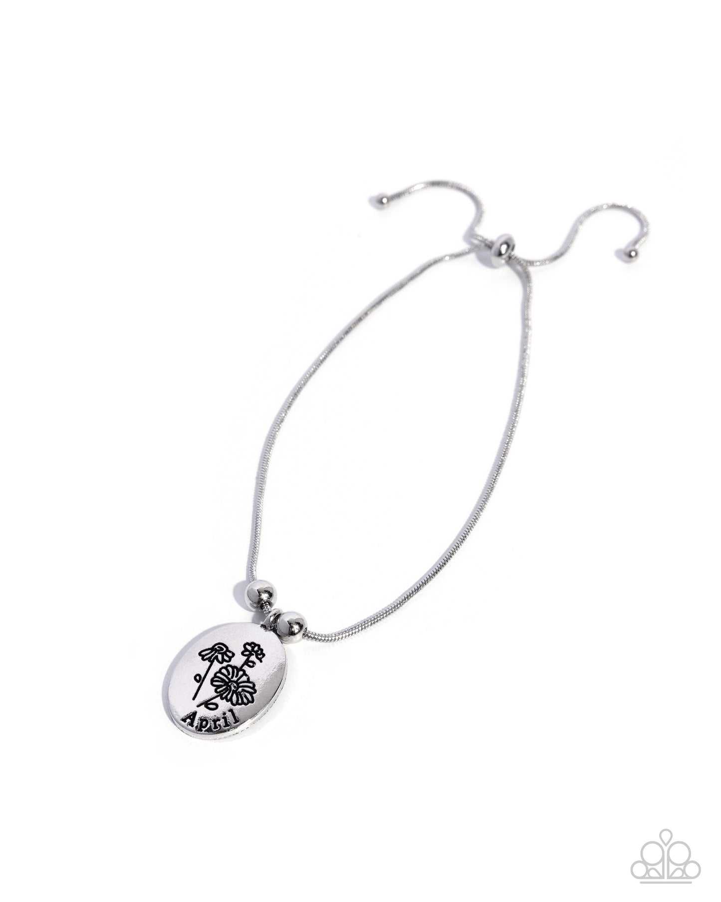 Personalized Bouquet - April - Silver "April" Embossed Disc Paparazzi Urban Bracelet