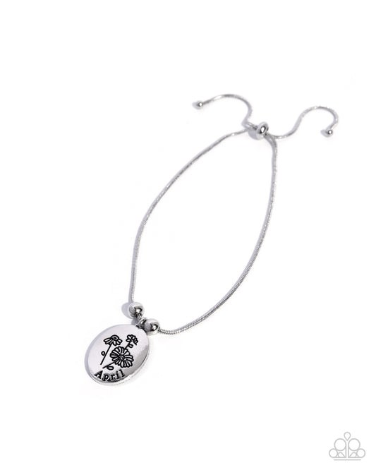Personalized Bouquet - April - Silver "April" Embossed Disc Paparazzi Urban Bracelet