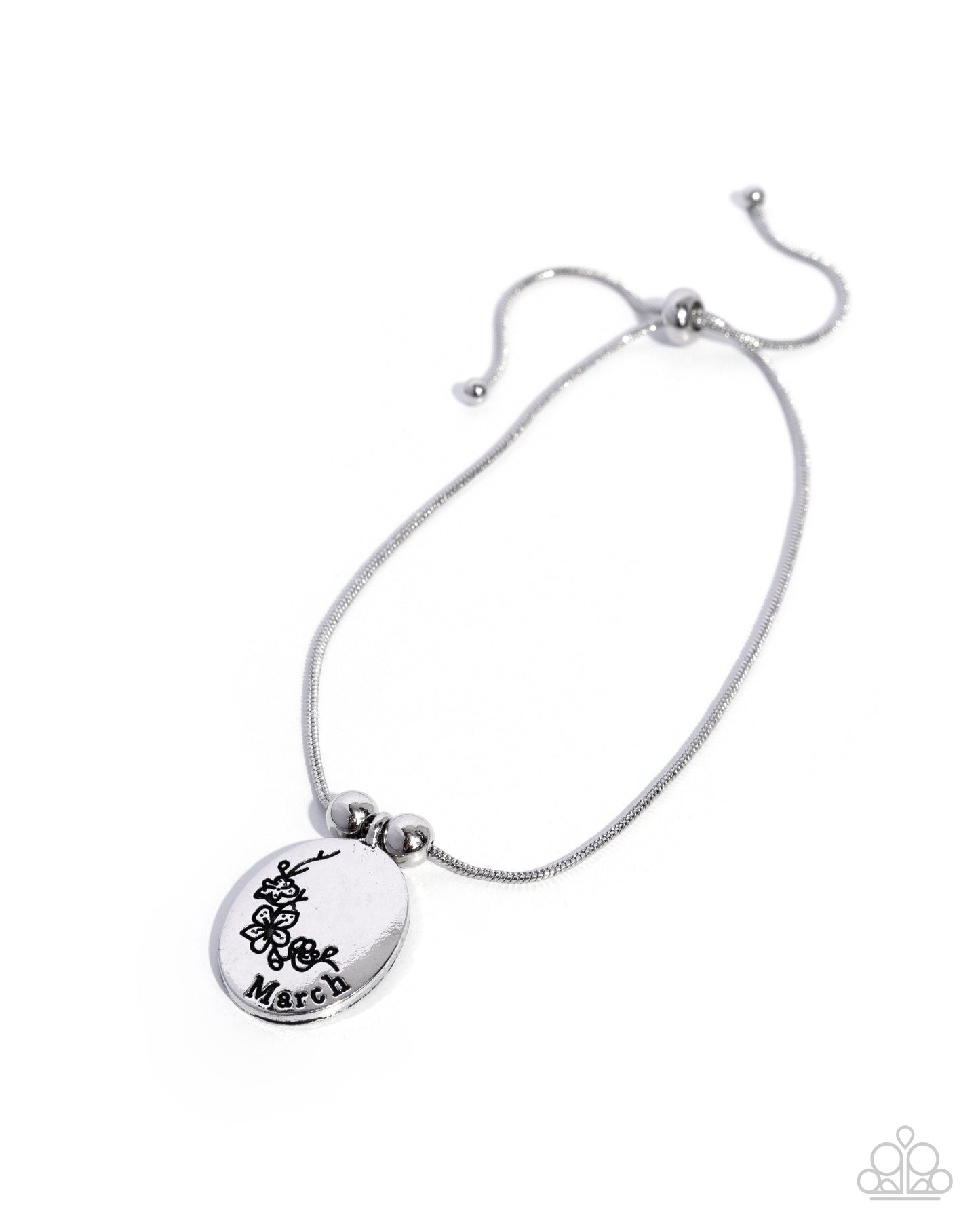 Personalized Bouquet - Silver "March" Birth Month Paparazzi Bracelet