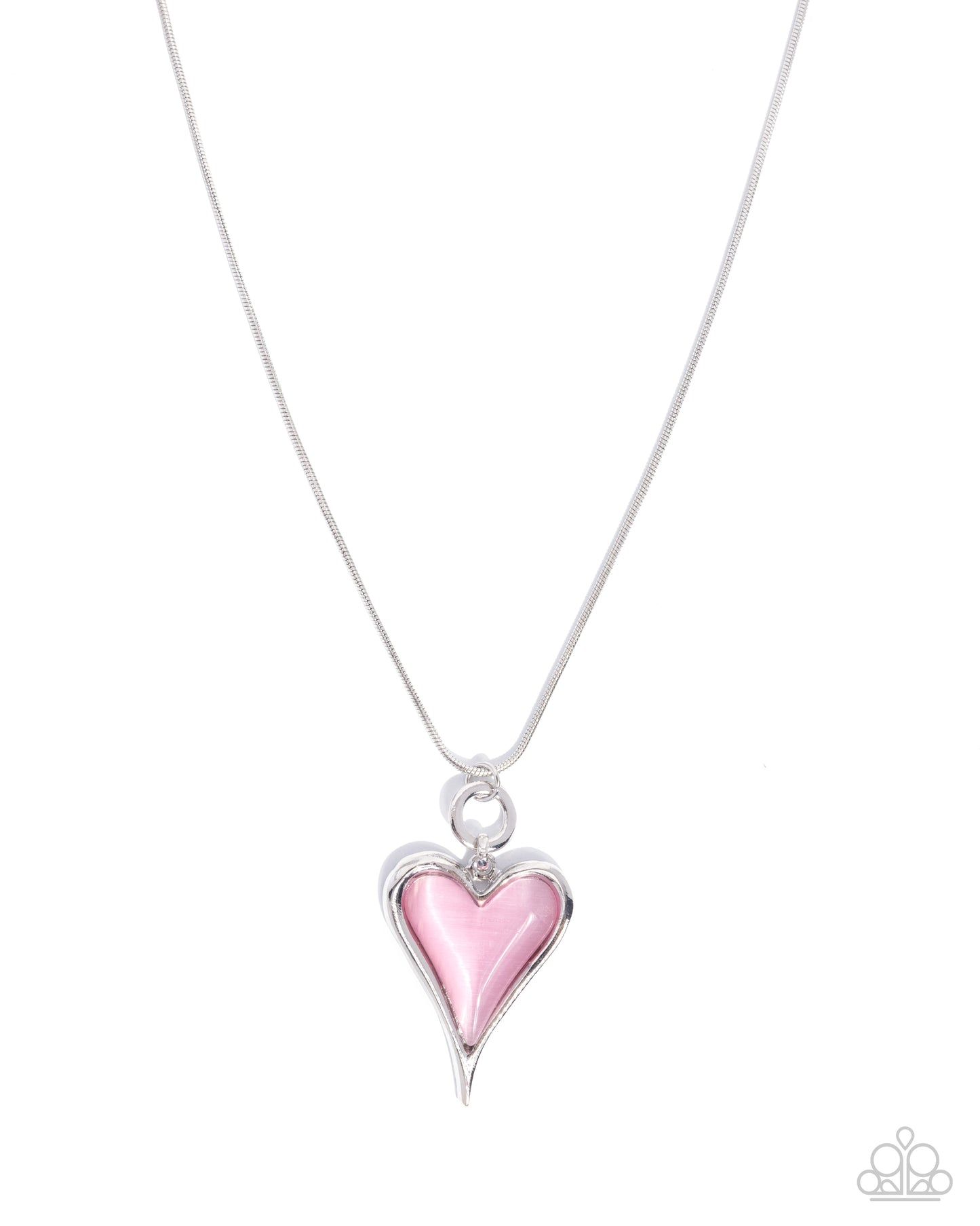 Romantic Renewal - Pink Cat's Eye Heart Pendant Paparazzi Necklace & matching earrings