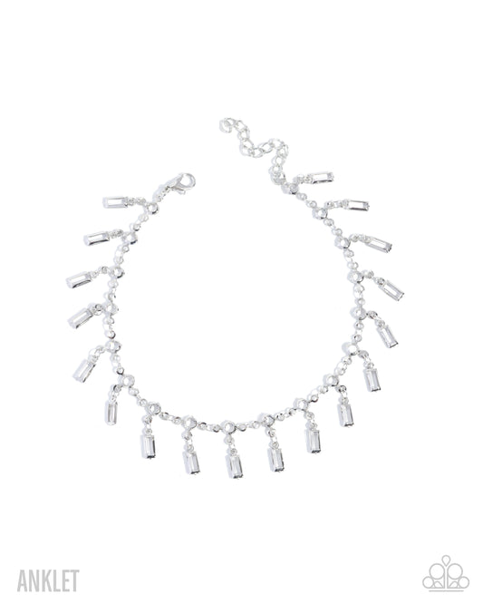 Effervescent Element - White Beads/Silver Fittings Paparazzi Anklet