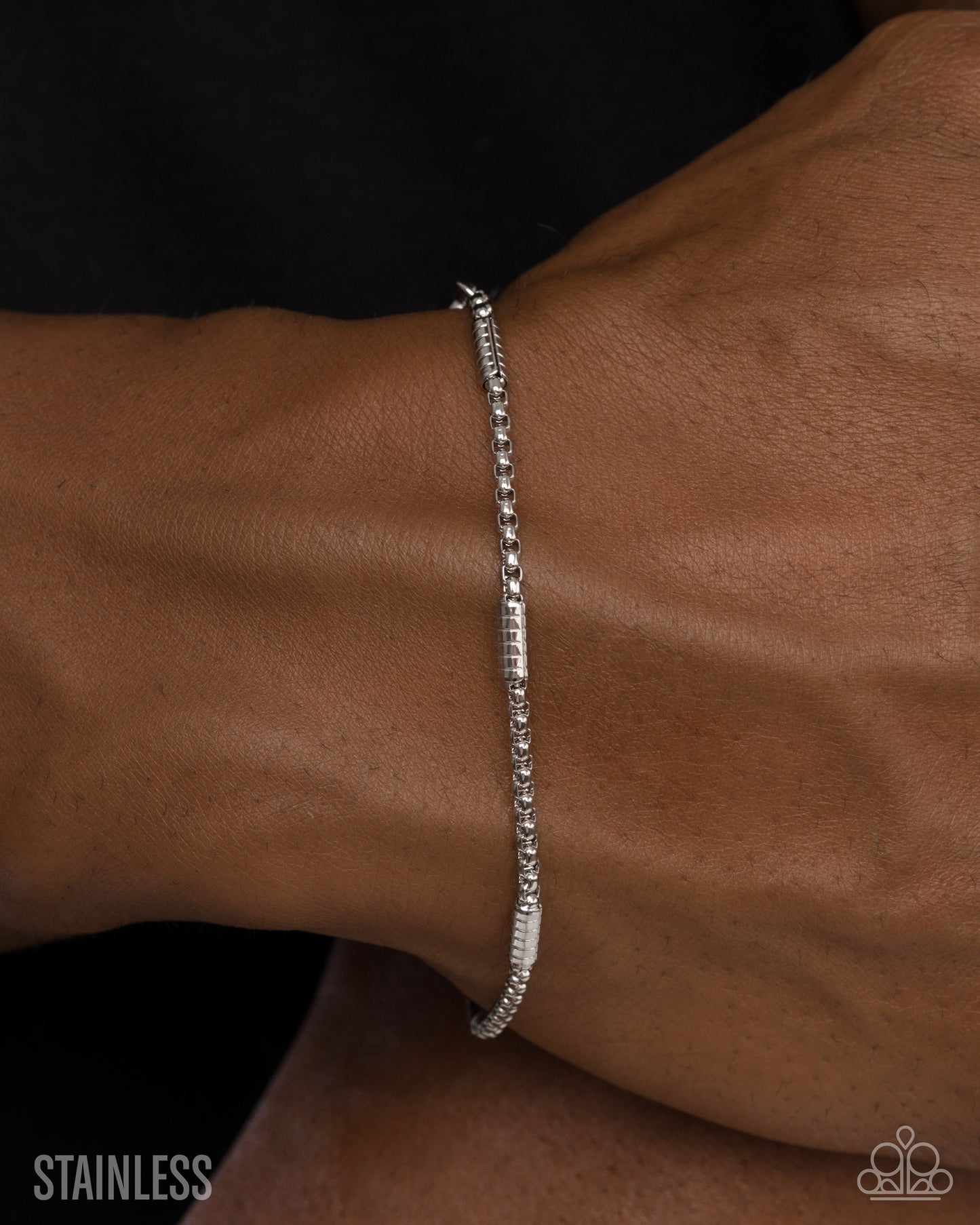 Timeless Tyrant - Silver Stainless Steel Abstract Chain Paparazzi Men's Bracelet