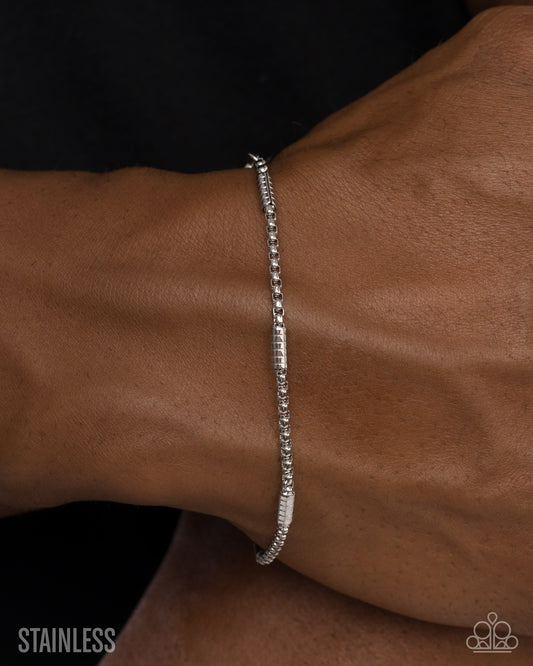Timeless Tyrant - Silver Stainless Steel Abstract Chain Paparazzi Men's Bracelet