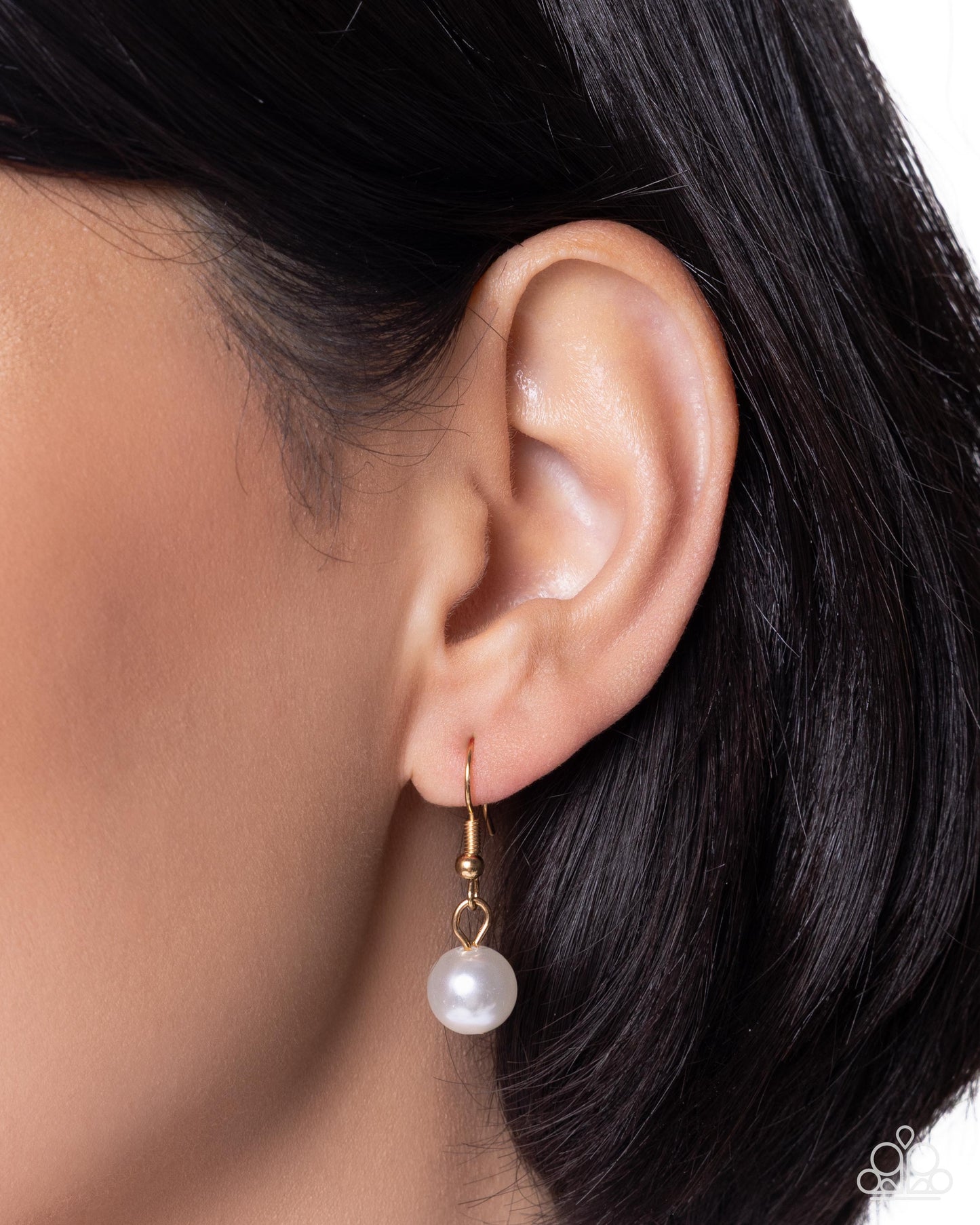 Stellar Scout - Gold/White Rhinestone Stars, White Pearls Paparazzi Necklace & matching earrings
