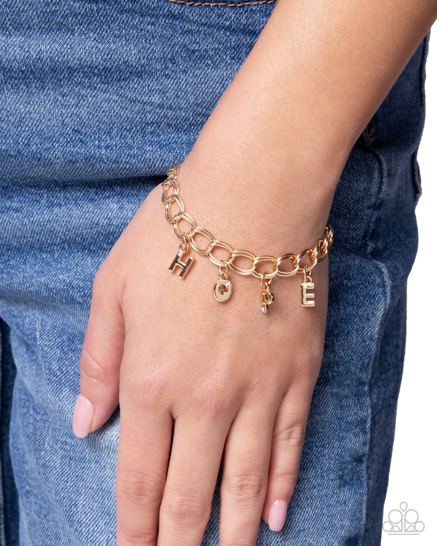 Hopeful Hero - Gold "HOPE" Letters/Gold Chain Paparazzi Bracelet