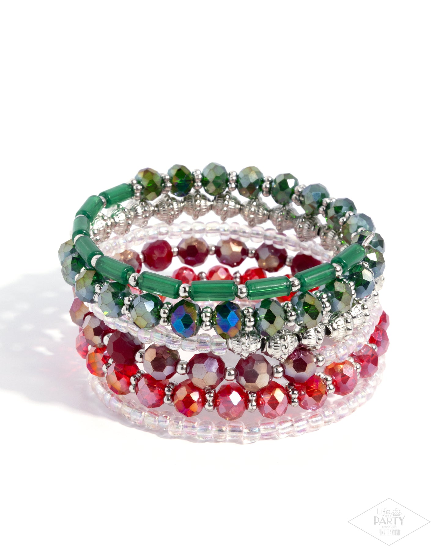 Stacked Surprise - Multicolored Beaded Paparazzi Coil Bracelet