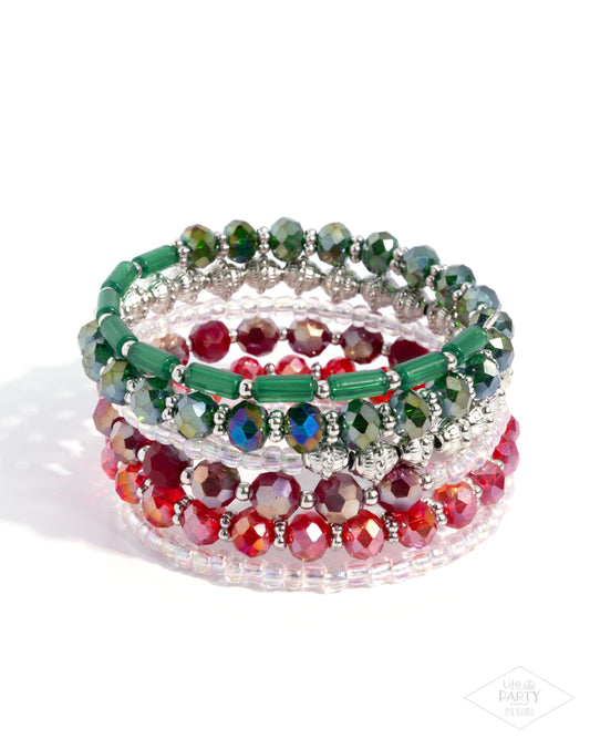 Stacked Surprise - Multicolored Beaded Paparazzi Coil Bracelet