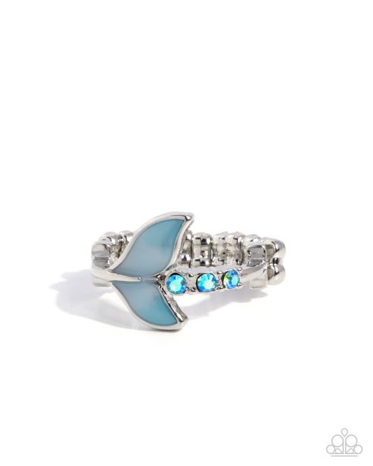 Mermaid Moment - Blue/White Ombre Mermaid Tail Paparazzi Ring