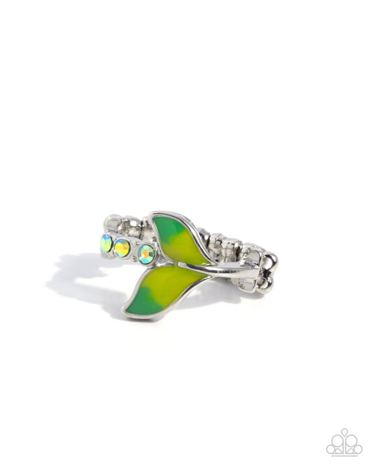 Mermaid Moment - Green Rhinestones/Green Mermaid Tail Paparazzi Ring