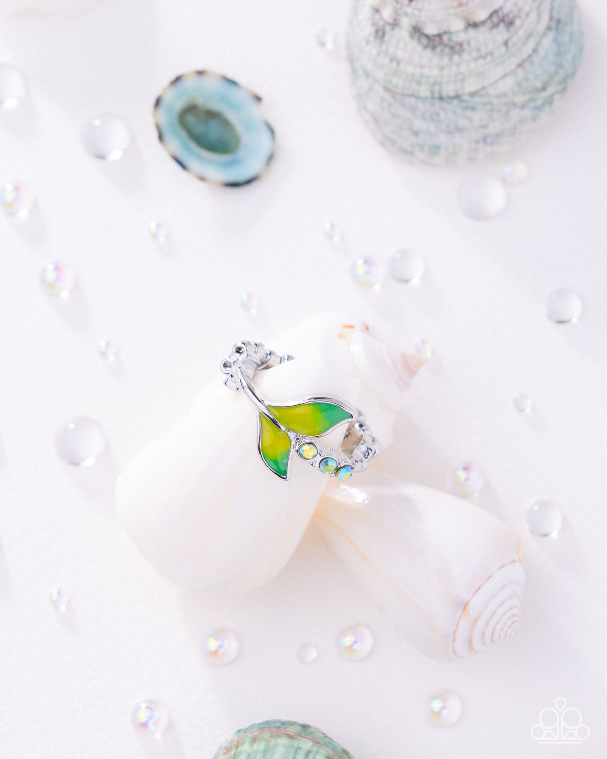 Mermaid Moment - Green Rhinestones/Green Mermaid Tail Paparazzi Ring