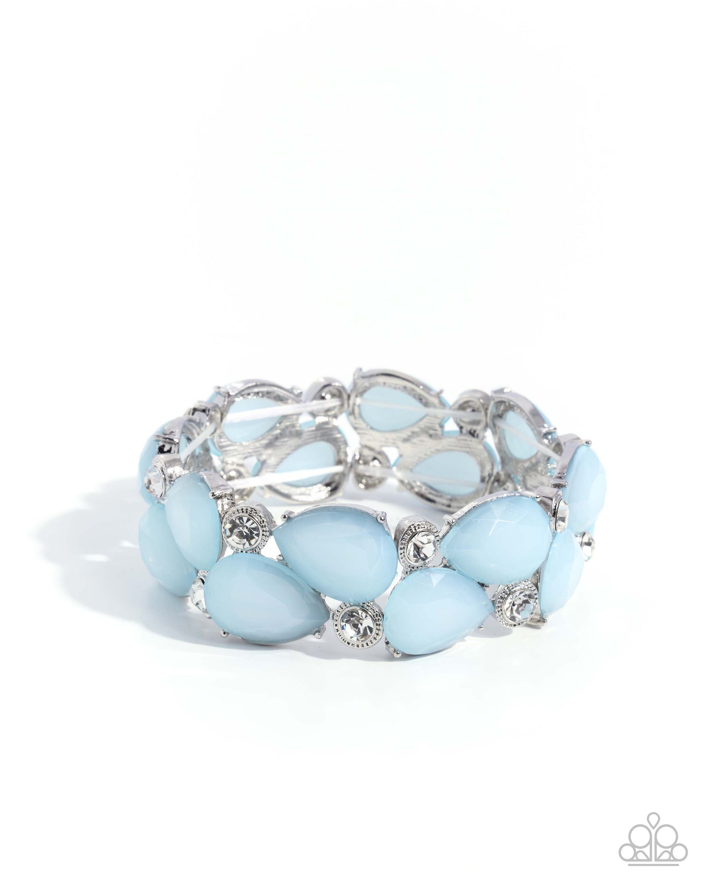 Spirited Sashay - Blue Teardrop Beads/White Gems Paparazzi Stretch Bracelet