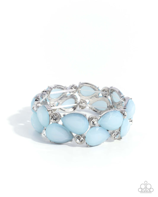 Spirited Sashay - Blue Teardrop Beads/White Gems Paparazzi Stretch Bracelet