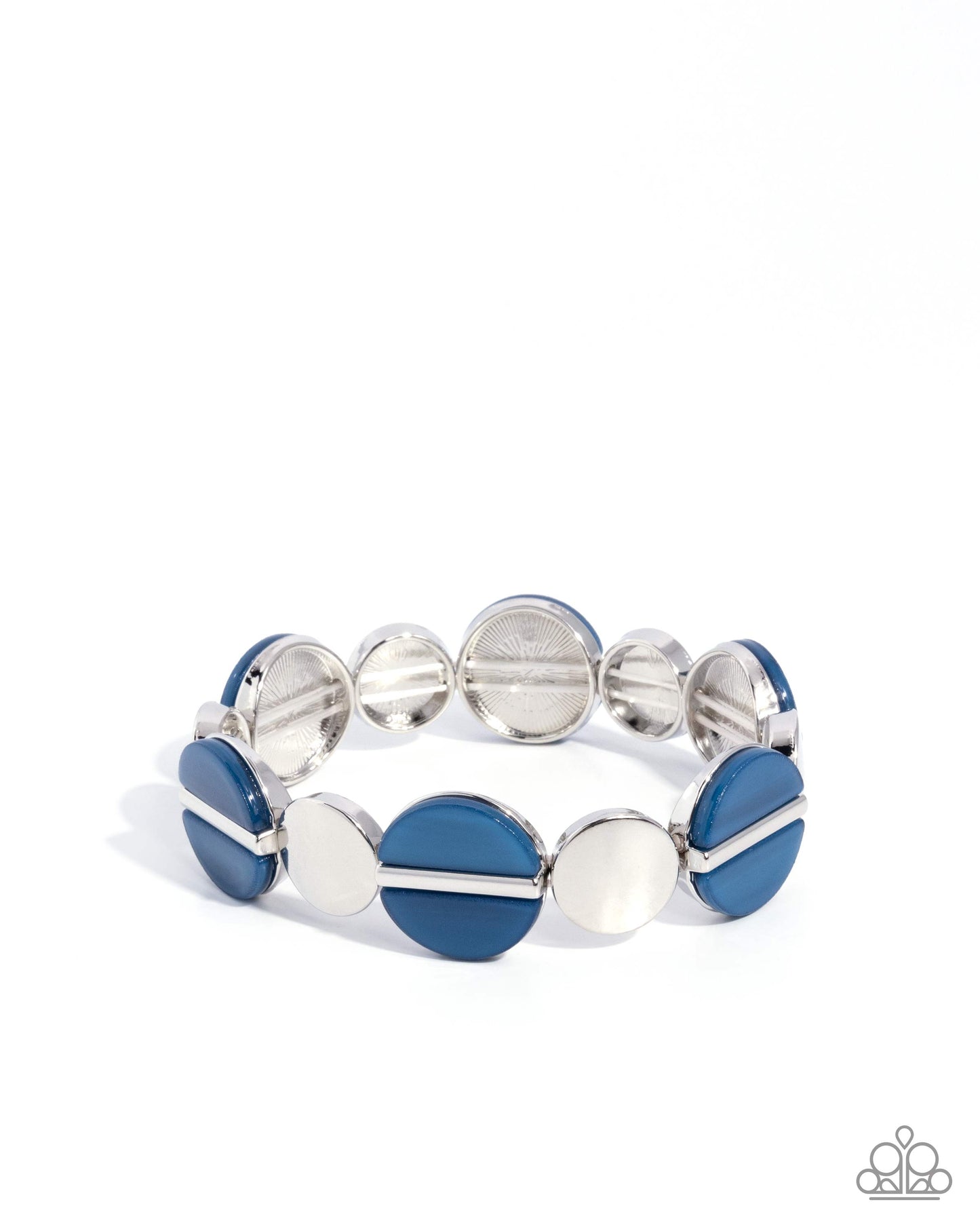 Cheerful Color - Blue Shells & Silver Discs Paparazzi Stretch Bracelet