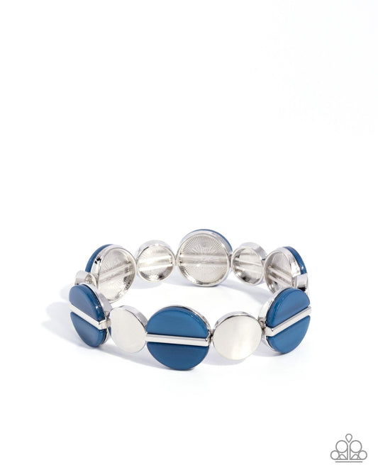 Cheerful Color - Blue Shells & Silver Discs Paparazzi Stretch Bracelet