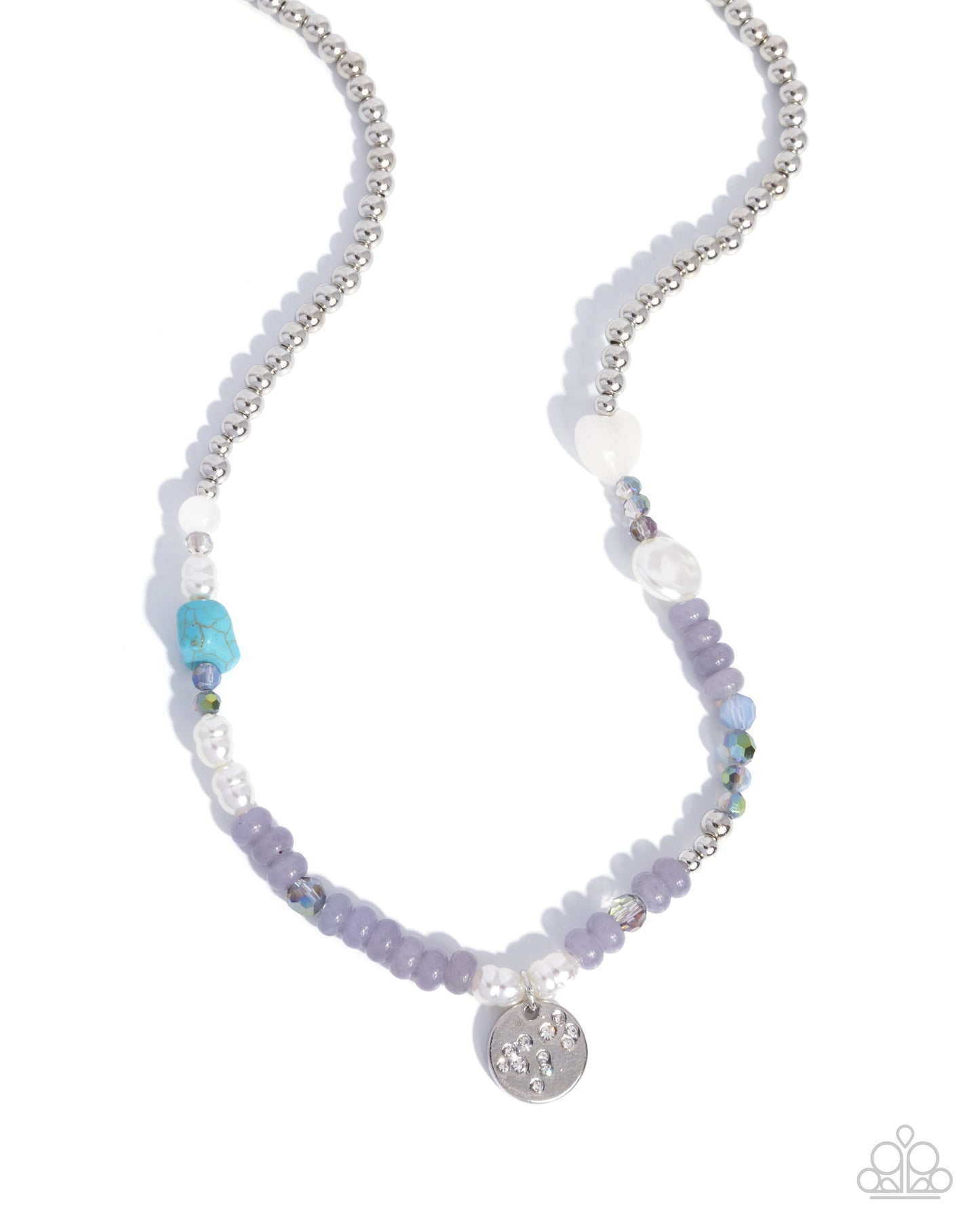 Santa Fe Story - Silver Beads/Gray Discs/UV Beads Paparazzi Necklace & matching earrings