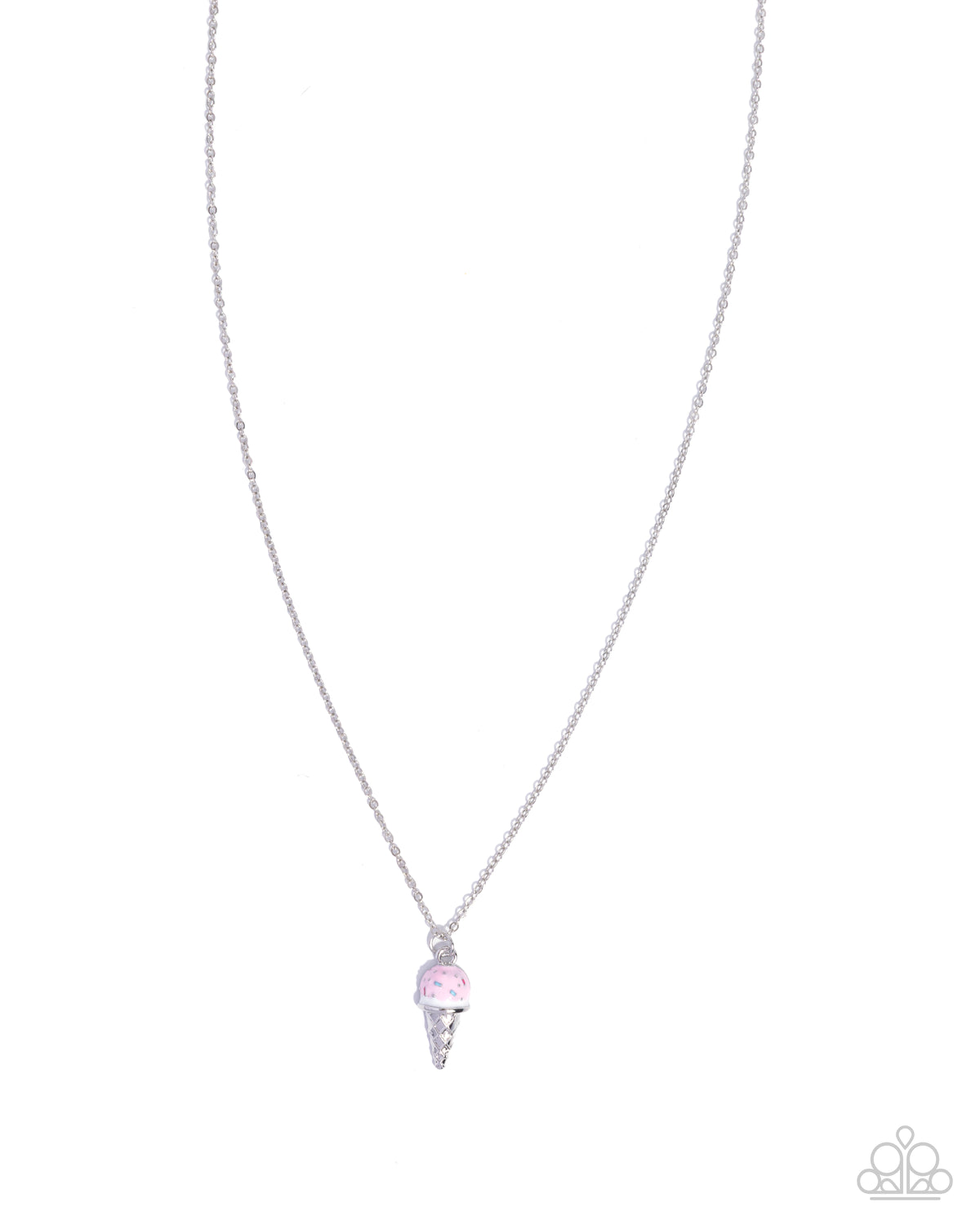 We All Scream For Ice Cream - Pink Ice Cream Cone Pendant Paparazzi Necklace & matching earrings