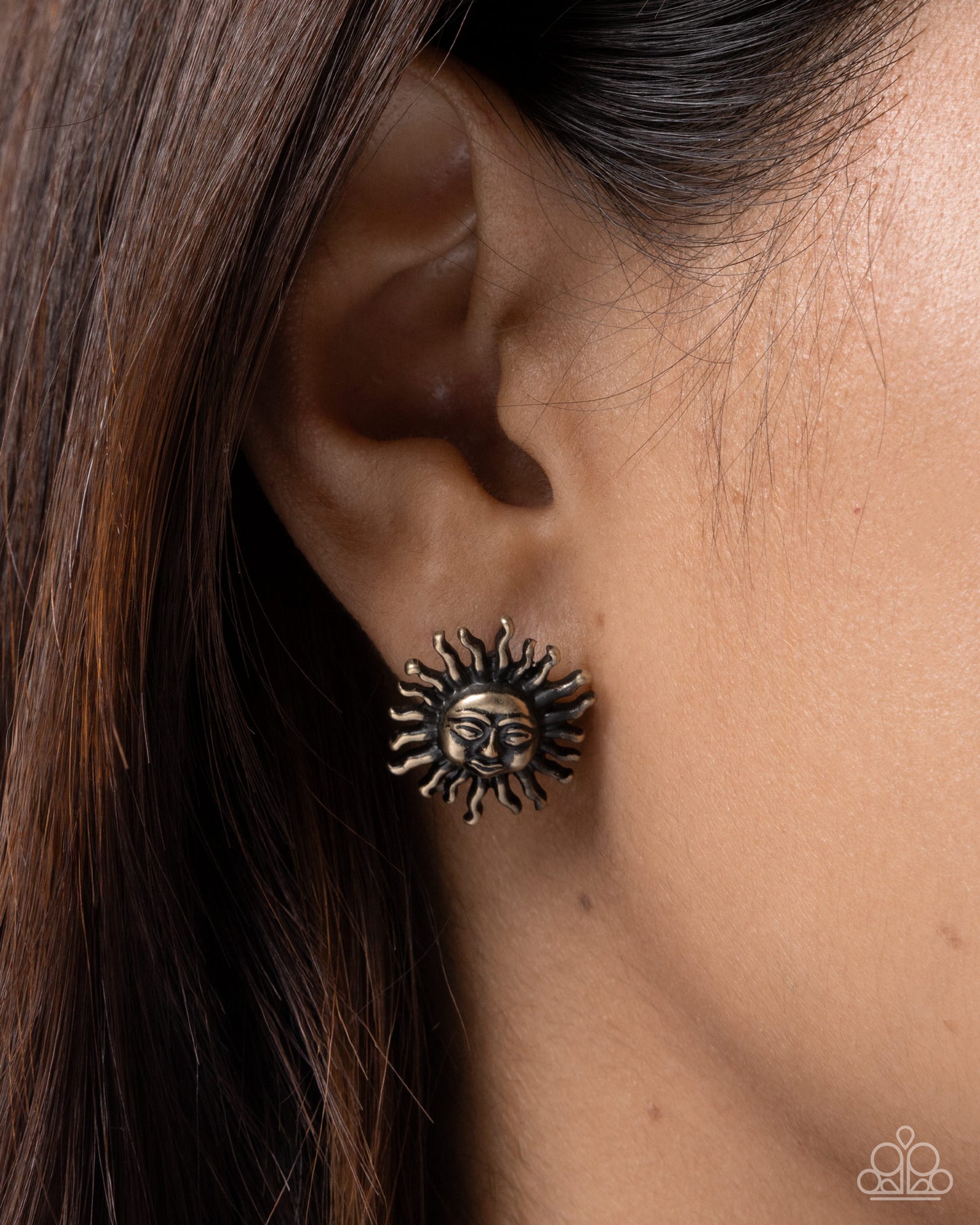 Sensational Sunrise - Brass Sun Paparazzi Post Earrings